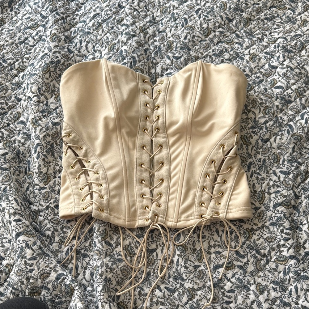 pink lace up corset top